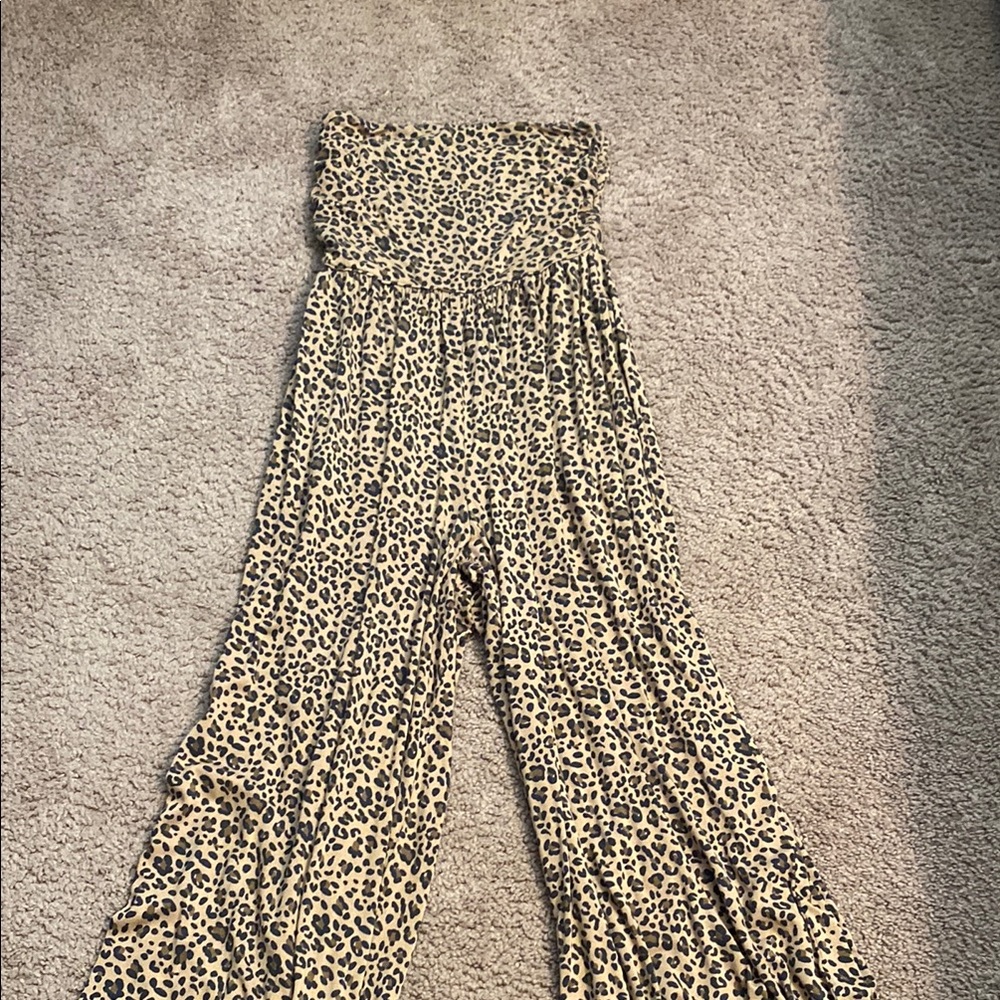 American Eagle Outfitters Black and Brown Animal Print Jumpsuit